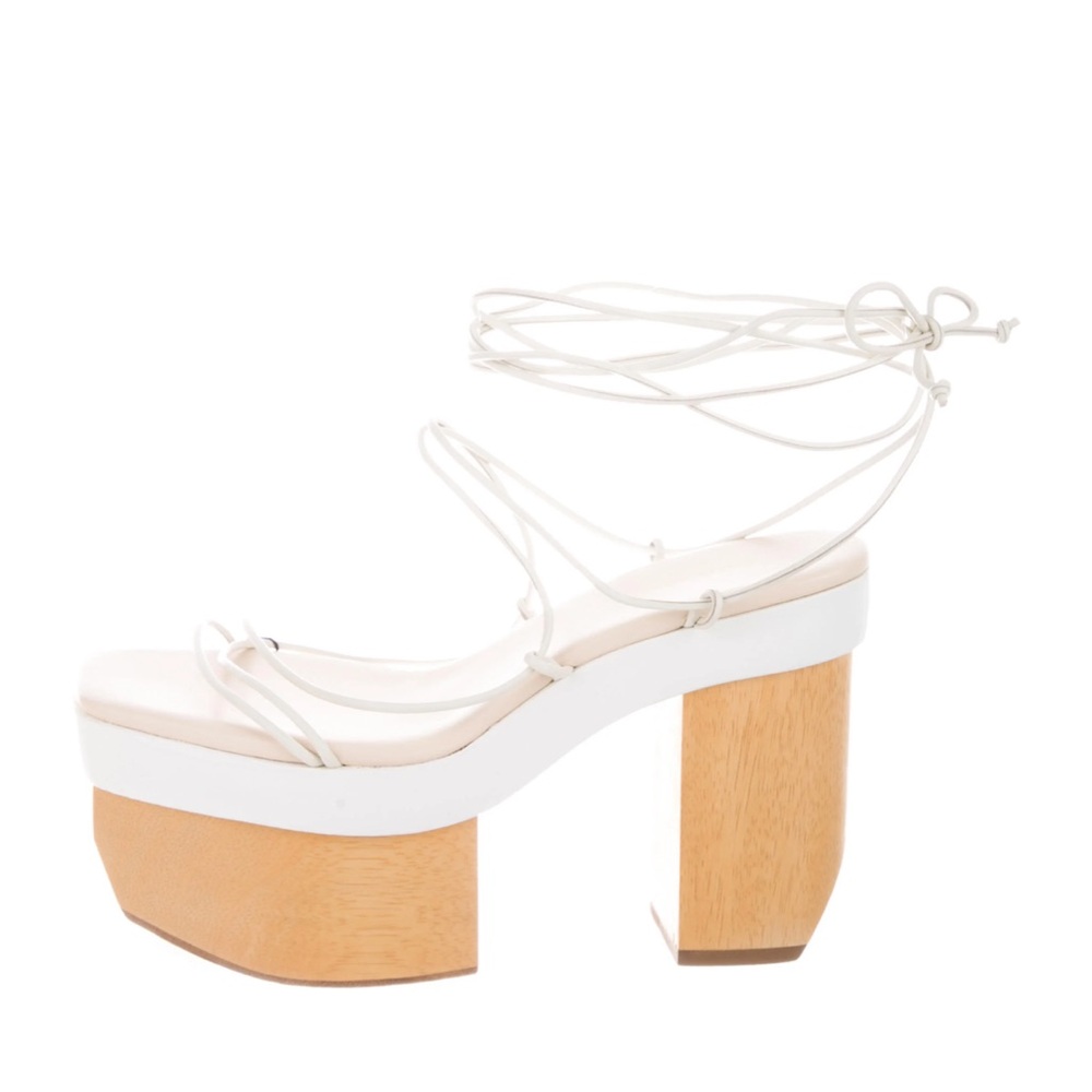 Cult Gaia White and Tan Platform Shoes